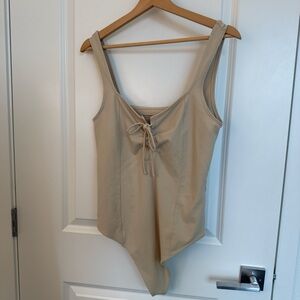 Abercrombie & Fitch Tan Bodysuit with Tie Detail